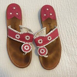 Jack Rogers Hot Pink Leather Jacks Flat Sandal 8M